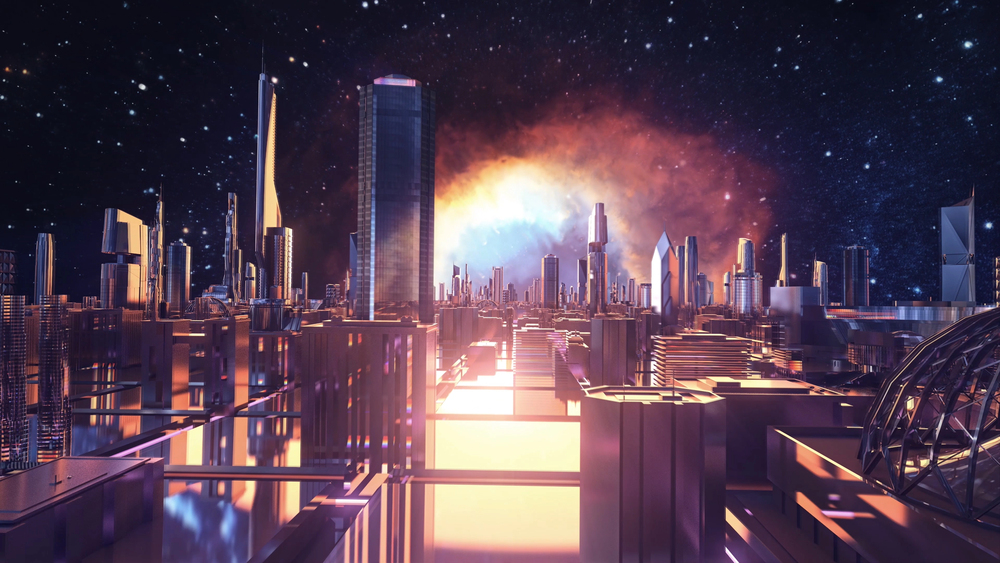 Neonowy pejzaż miasta do utworu Neon Drift 2049